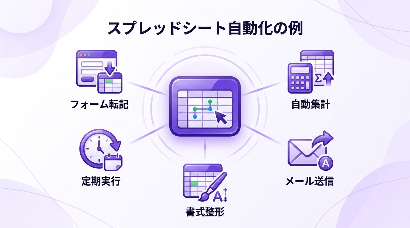 GASスプレッドシート自動化の例の図